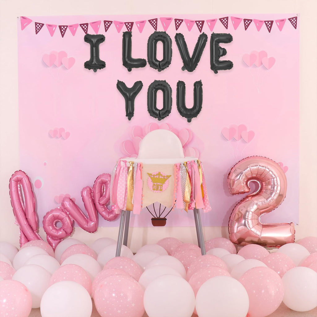 75 Black Foil Letter Balloons - 16 Inch Customizable Banner Set for Birthday Parties