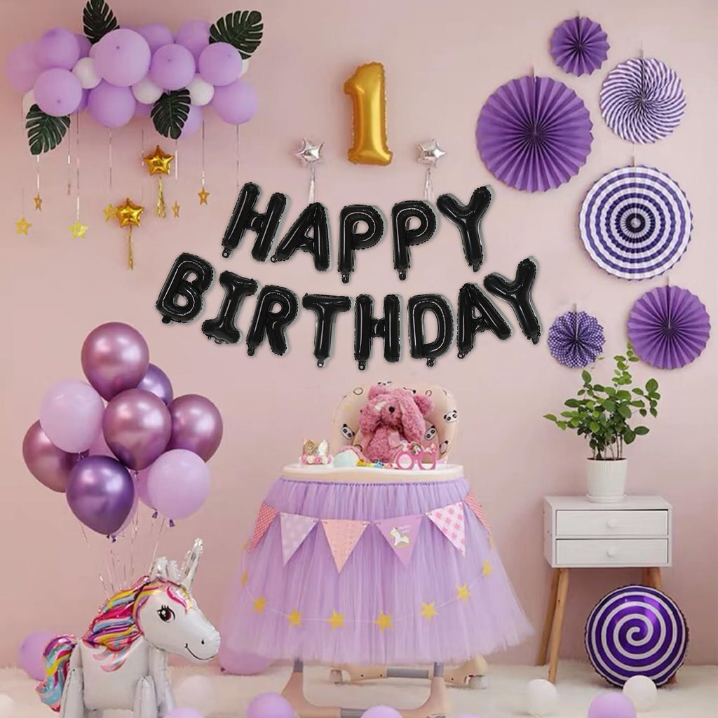 75 Black Foil Letter Balloons - 16 Inch Customizable Banner Set for Birthday Parties