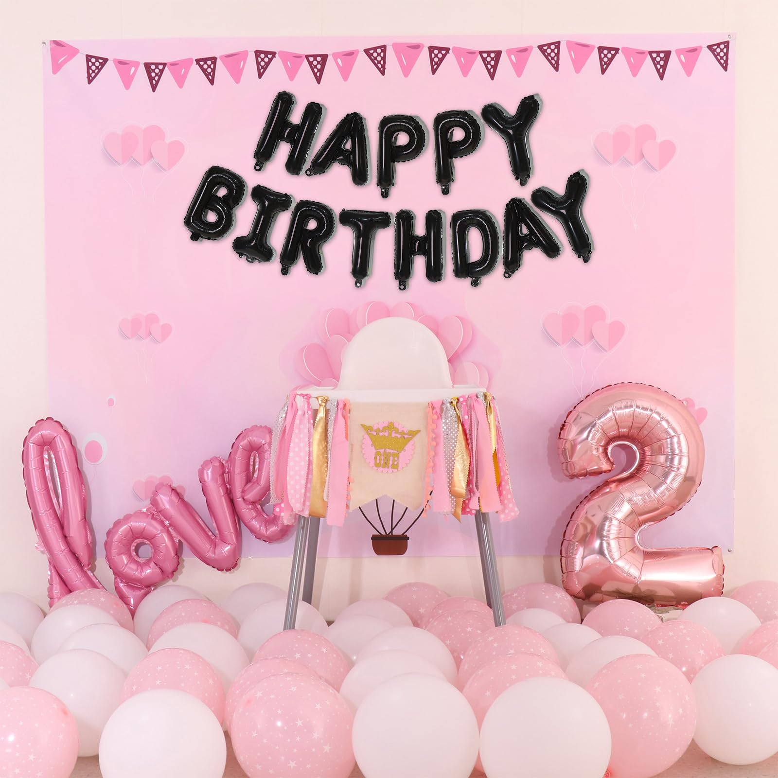 75 Black Foil Letter Balloons - 16 Inch Customizable Banner Set for Birthday Parties