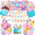 75-Piece Ice Cream Birthday Party Decorations for Girls - Pastel Balloon Garland Arch Kit with Banners & Cupcake Toppers