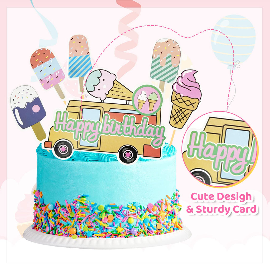 75-Piece Ice Cream Birthday Party Decorations for Girls - Pastel Balloon Garland Arch Kit with Banners & Cupcake Toppers