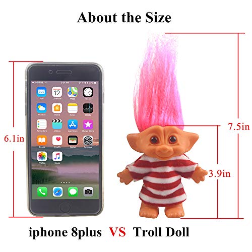 7.5" Vintage Troll Doll - Red, Soft Hair, Cute Clothes - Yintlilocn