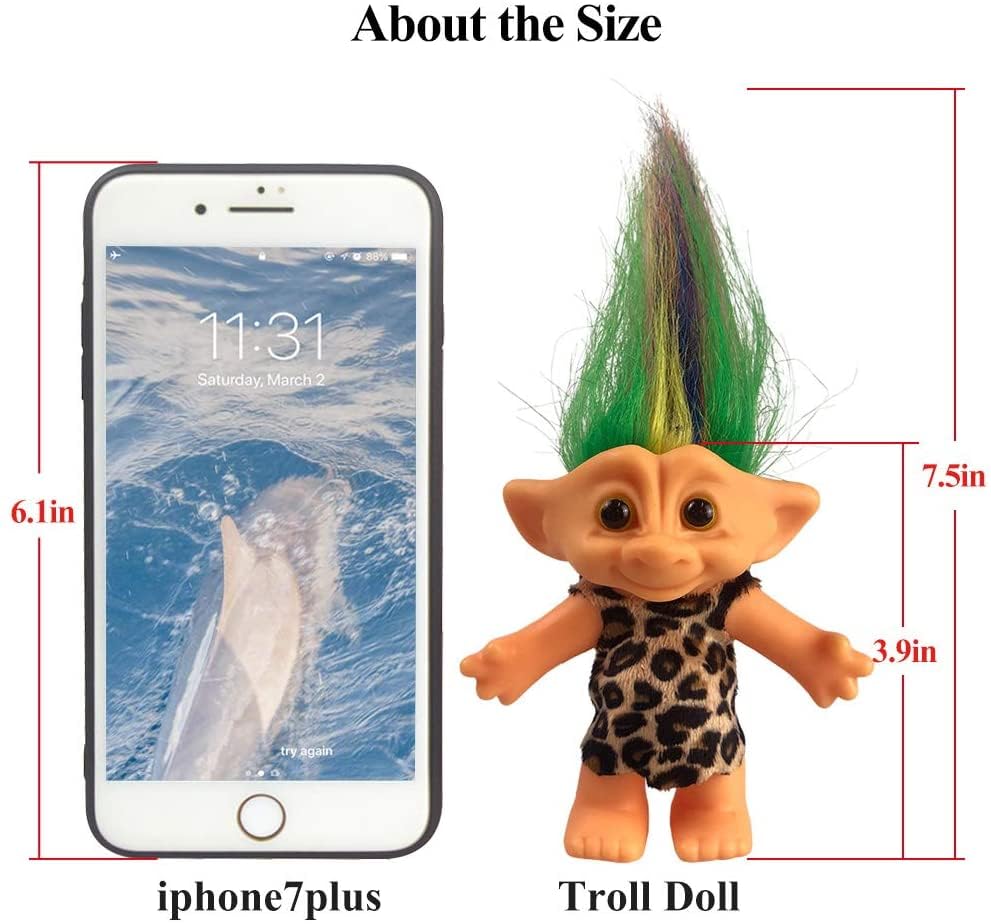 7.5" Vintage Troll Doll by Yintlilocn – Colorful Hair, Collectible Toy for Arts & Crafts, Party Favors