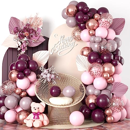 79-Piece Burgundy Pink Rose Gold Balloon Garland Arch Kit – Togvu