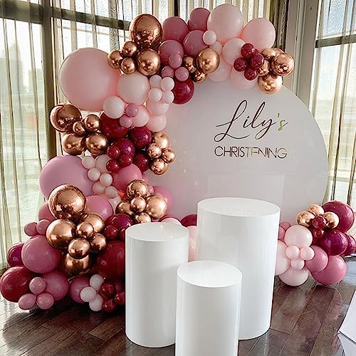 79-Piece Burgundy Pink Rose Gold Balloon Garland Arch Kit – Togvu