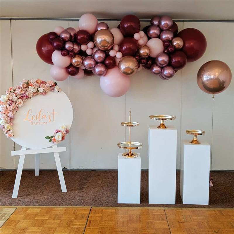 79-Piece Burgundy Pink Rose Gold Balloon Garland Arch Kit – Togvu