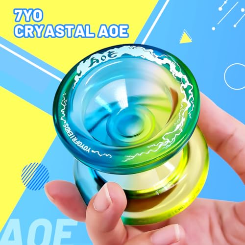 7YO AOE Yo-Yo for Beginners - Responsive & Unresponsive with Finger Spin Dimple (Blue Yellow)