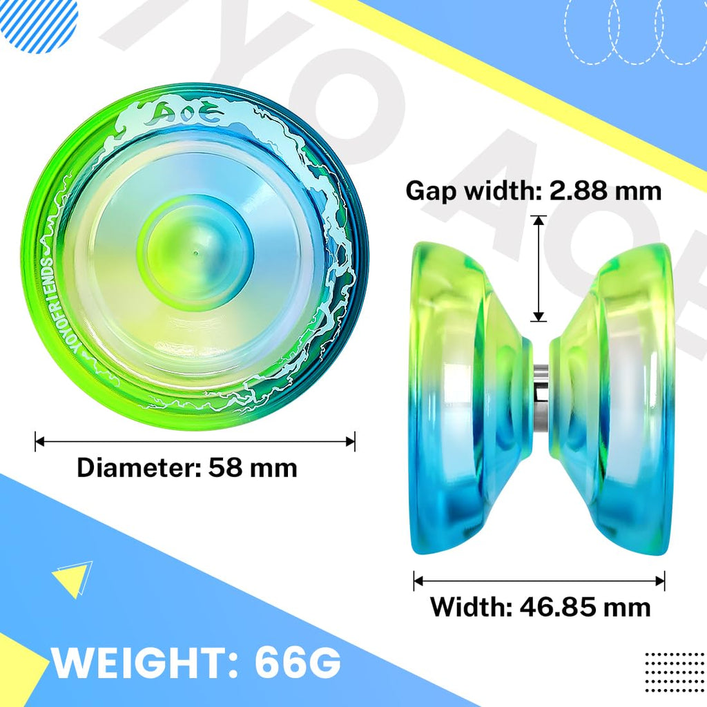 7YO AOE Yo-Yo for Beginners - Responsive & Unresponsive with Finger Spin Dimple (Blue Yellow)