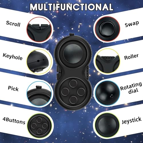 8-Function Fidget Toy Shaped Like a Classic Controller with Lanyard – Stress Relief and Focus Aid