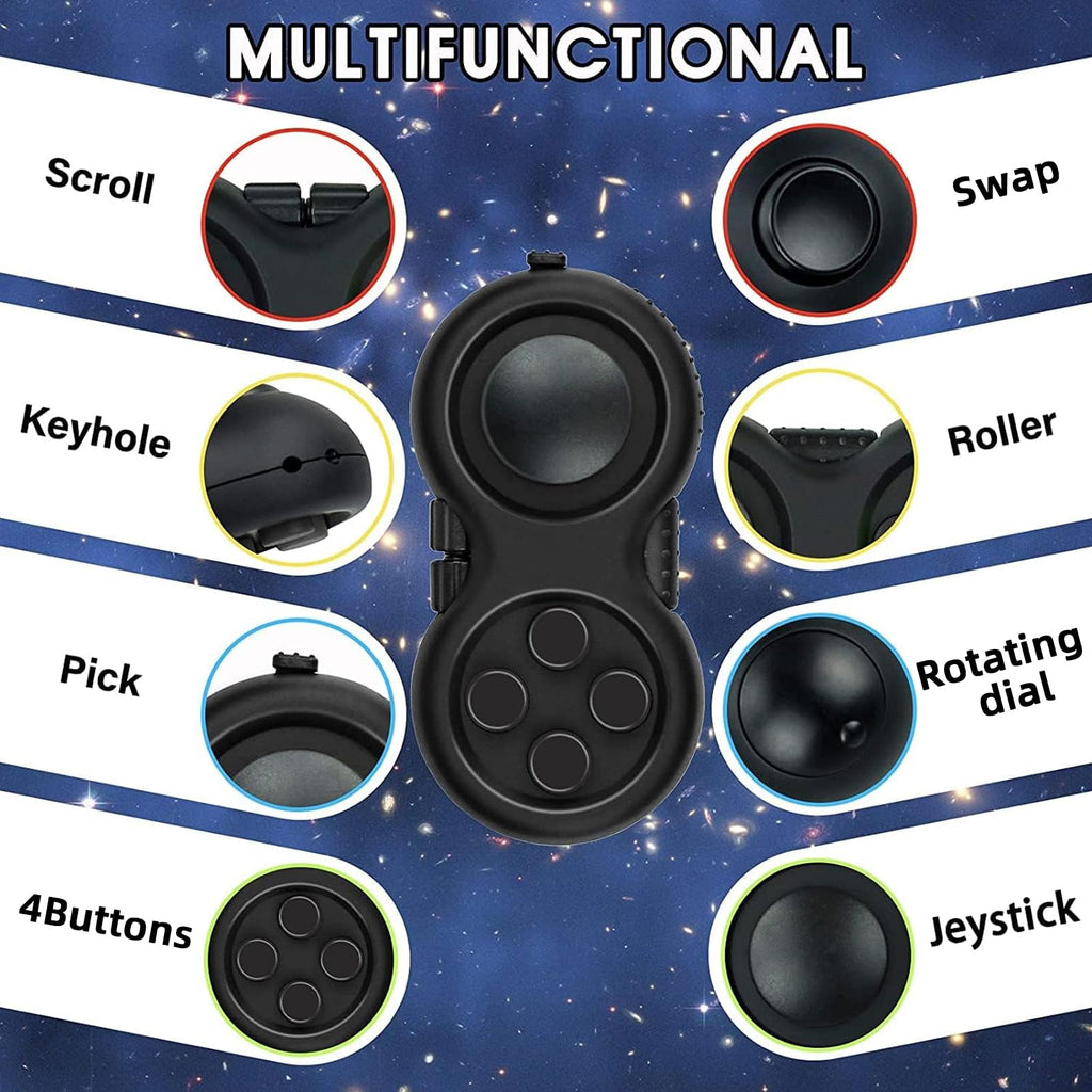8-Function Fidget Toy Shaped Like a Classic Controller with Lanyard – Stress Relief and Focus Aid