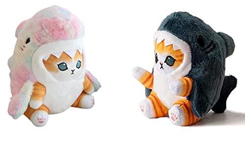 8-Inch Cute Shark Cat Plush Toy – Kawaii Soft Stuffed Cat Shark Pillow for Kids