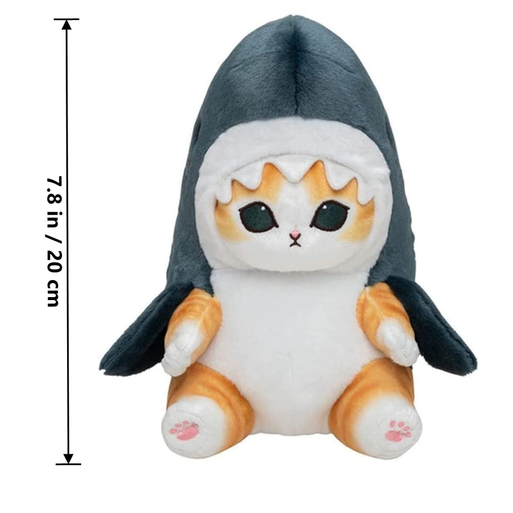 8-Inch Cute Shark Cat Plush Toy – Kawaii Soft Stuffed Cat Shark Pillow for Kids