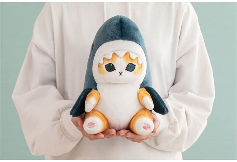 8-Inch Cute Shark Cat Plush Toy – Kawaii Soft Stuffed Cat Shark Pillow for Kids