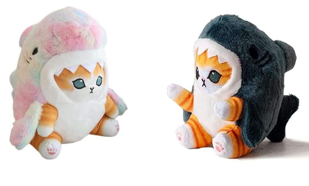 8-Inch Cute Shark Cat Plush Toy – Kawaii Soft Stuffed Cat Shark Pillow for Kids