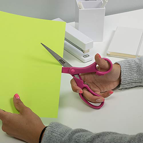 8-Inch Fuchsia Pink Precision Scissors by JAM PAPER – Ergonomic Stainless Steel Blades for Office, School & Crafts