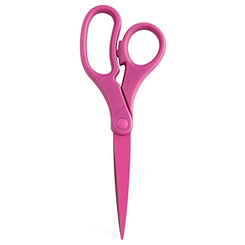 8-Inch Fuchsia Pink Precision Scissors by JAM PAPER – Ergonomic Stainless Steel Blades for Office, School & Crafts