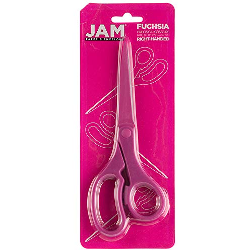 8-Inch Fuchsia Pink Precision Scissors by JAM PAPER – Ergonomic Stainless Steel Blades for Office, School & Crafts