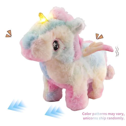 8-Inch Walking Unicorn Plush Toy – Interactive Stuffed Animal with Sound and Motion, Gift for Toddlers