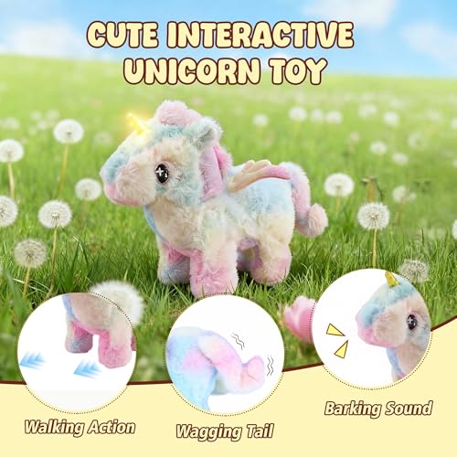 8-Inch Walking Unicorn Plush Toy – Interactive Stuffed Animal with Sound and Motion, Gift for Toddlers