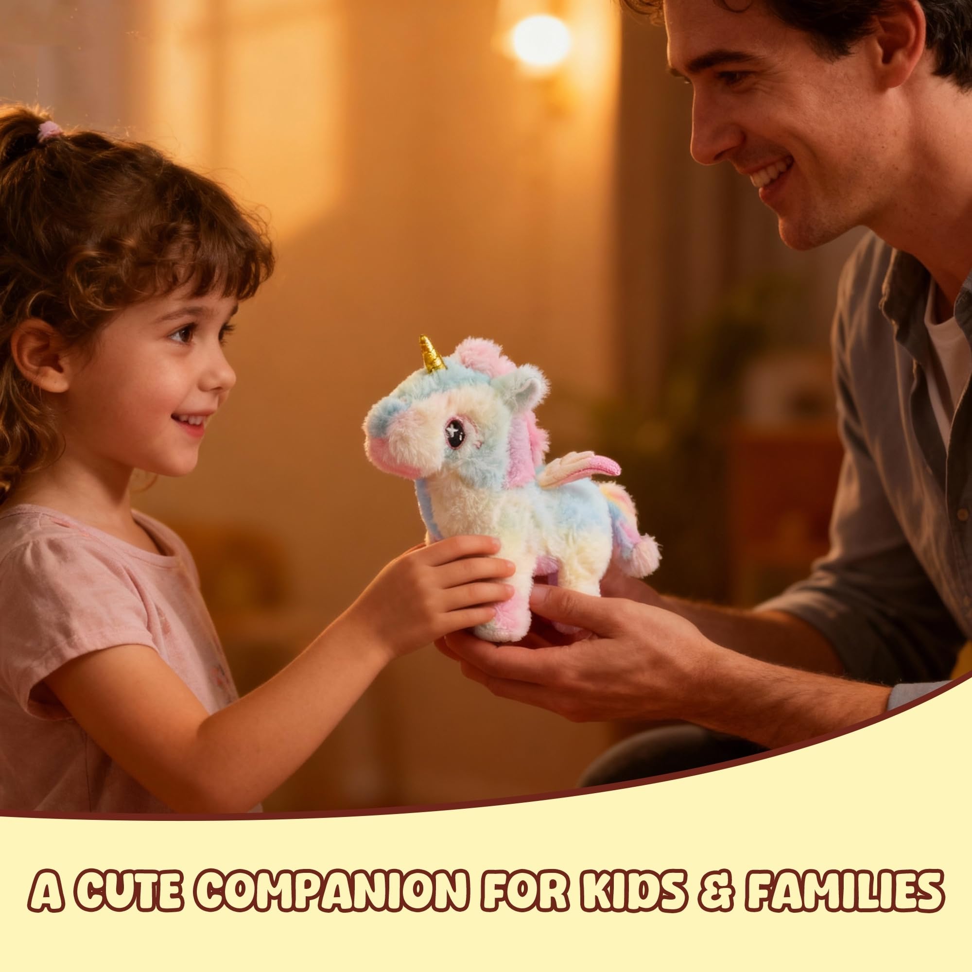 8-Inch Walking Unicorn Plush Toy – Interactive Stuffed Animal with Sound and Motion, Gift for Toddlers