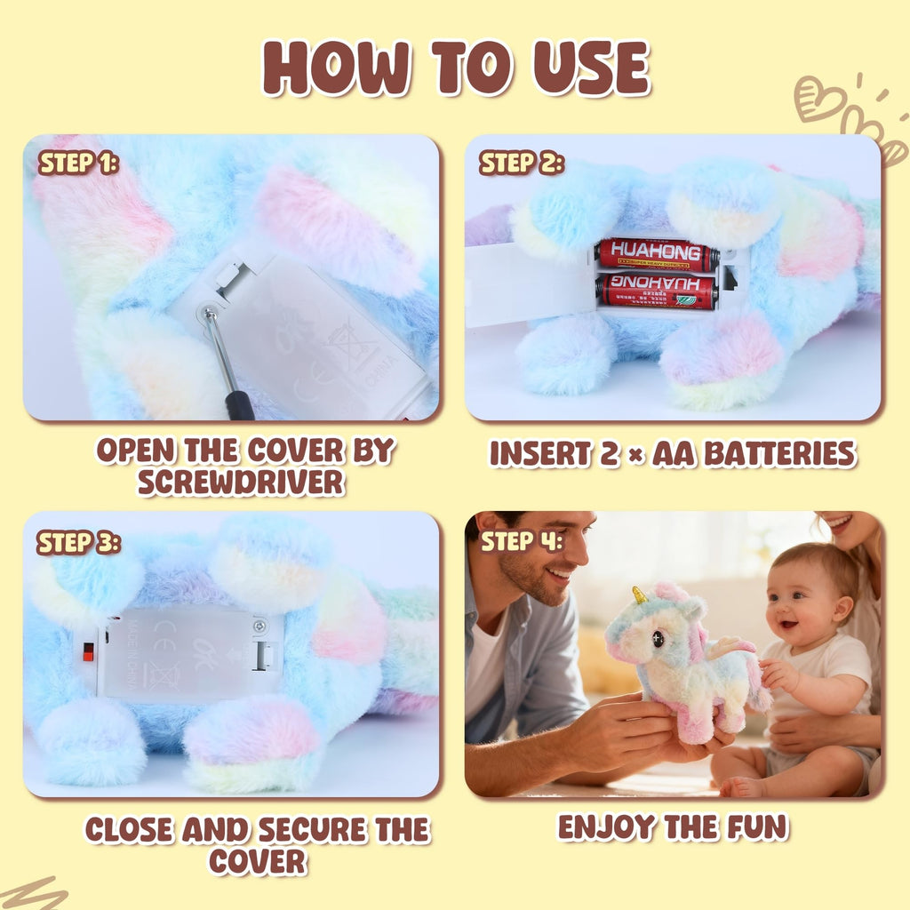 8-Inch Walking Unicorn Plush Toy – Interactive Stuffed Animal with Sound and Motion, Gift for Toddlers