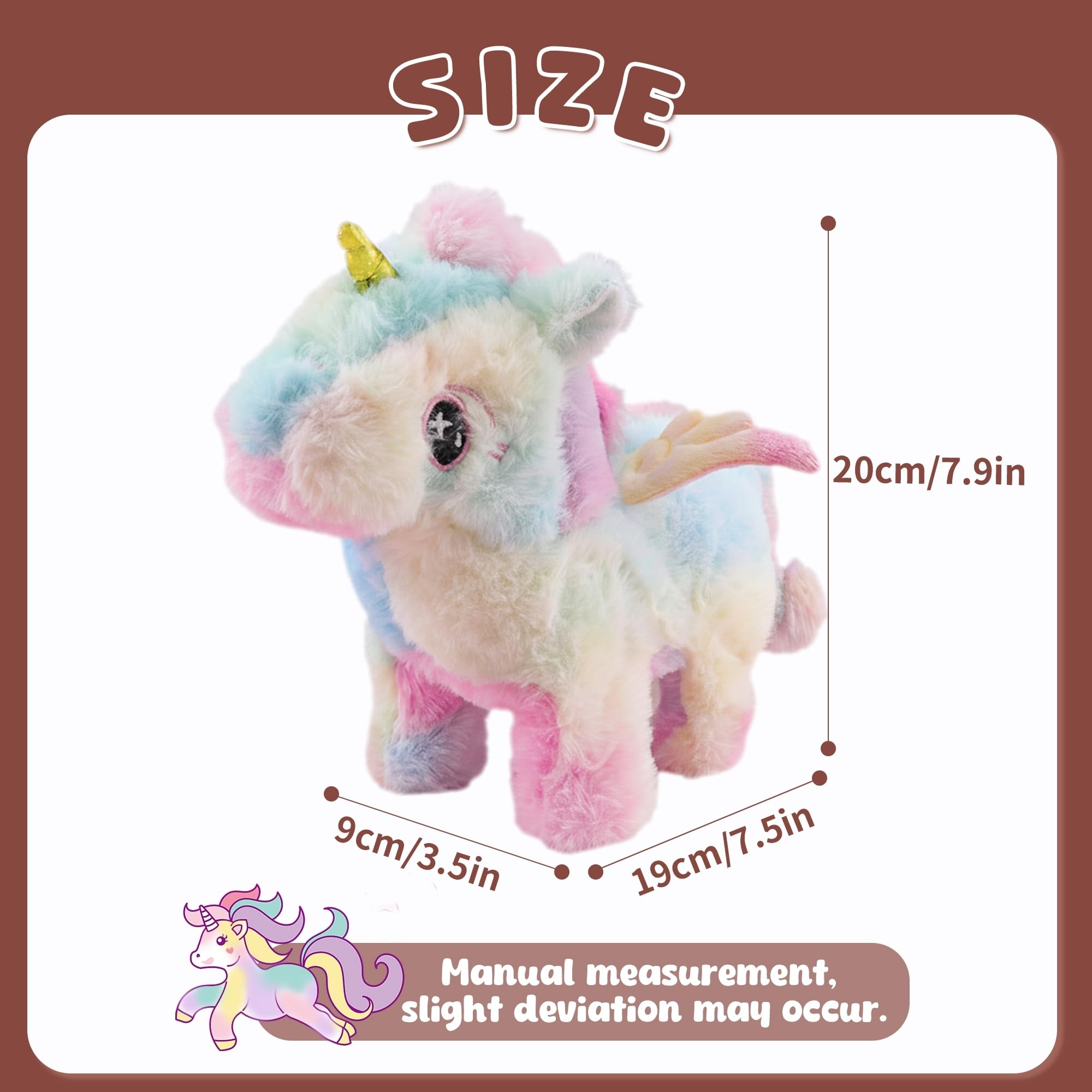8-Inch Walking Unicorn Plush Toy – Interactive Stuffed Animal with Sound and Motion, Gift for Toddlers