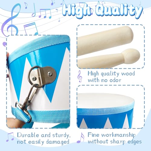 8-Inch Wooden Drum Set for Toddlers – Adjustable Strap & 2 Drumsticks, Musical Toy for Kids