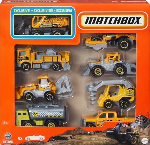 8-Matchbox Vehicles Set: 1:64 Scale Die-Cast Cars & Trucks with Exclusive Model