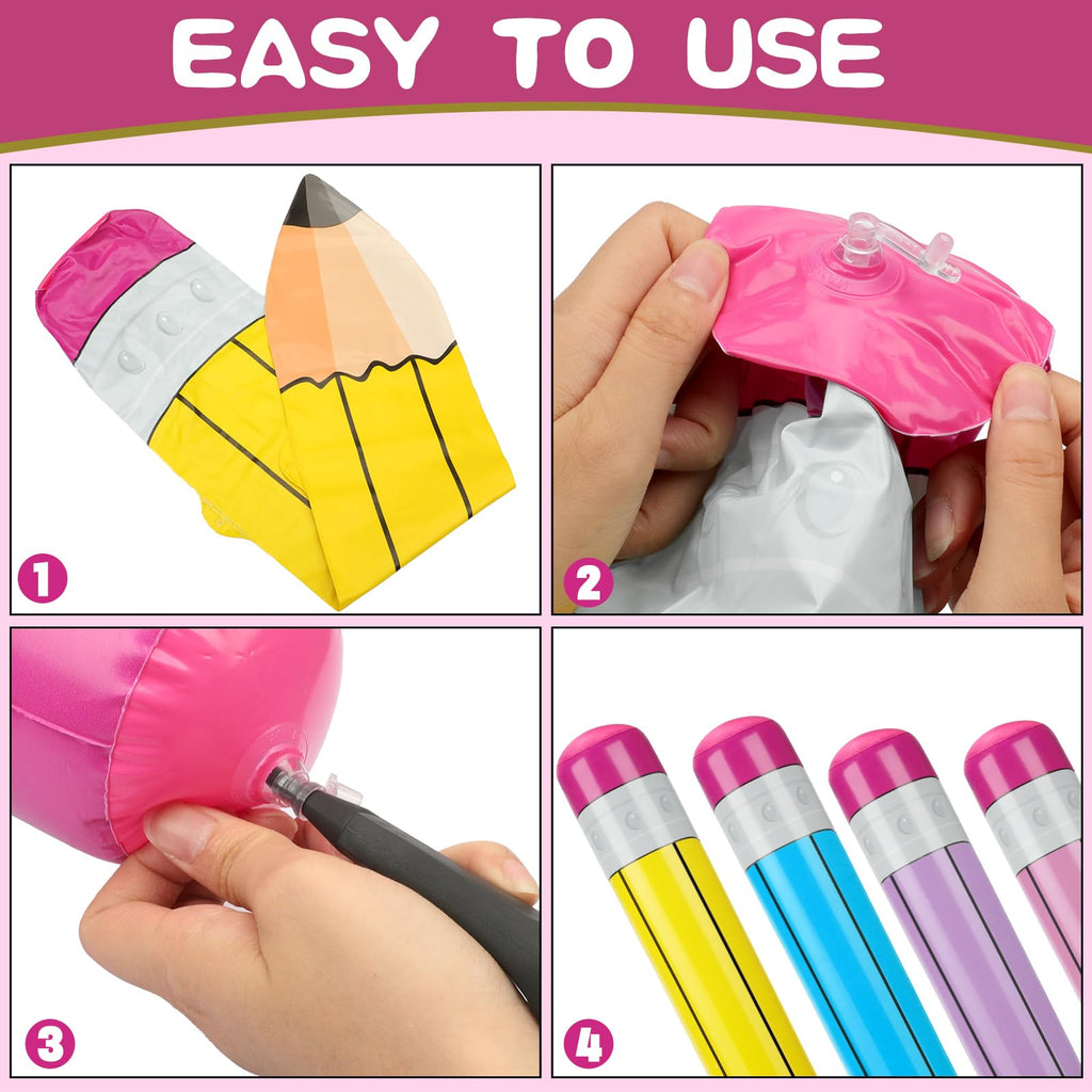8 Pack Giant Inflatable Pencil Balloons – 28.7 Inch Jumbo Blow Up Pencils for Back to School, Graduation, Birthdays, and Party Decorations