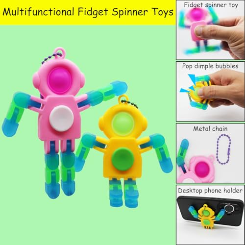 8-Pack Luminous Fidget Spinner Toy with Wacky Tracks - 3-in-1 Pop, Spin & Fold Space Astronaut for Kids