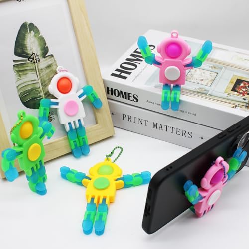 8-Pack Luminous Fidget Spinner Toy with Wacky Tracks - 3-in-1 Pop, Spin & Fold Space Astronaut for Kids