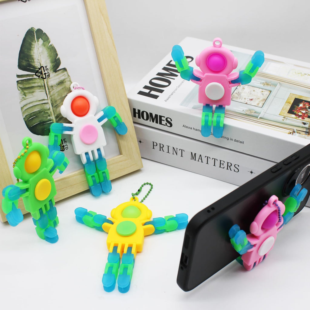 8-Pack Luminous Fidget Spinner Toy with Wacky Tracks - 3-in-1 Pop, Spin & Fold Space Astronaut for Kids