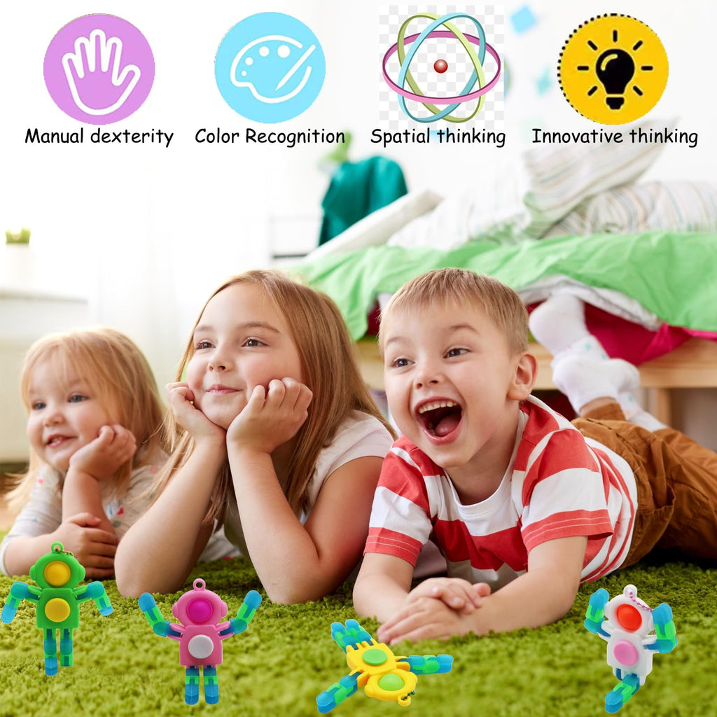 8-Pack Luminous Fidget Spinner Toy with Wacky Tracks - 3-in-1 Pop, Spin & Fold Space Astronaut for Kids