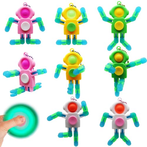 8-Pack Luminous Fidget Spinner Toy with Wacky Tracks - 3-in-1 Pop, Spin & Fold Space Astronaut for Kids
