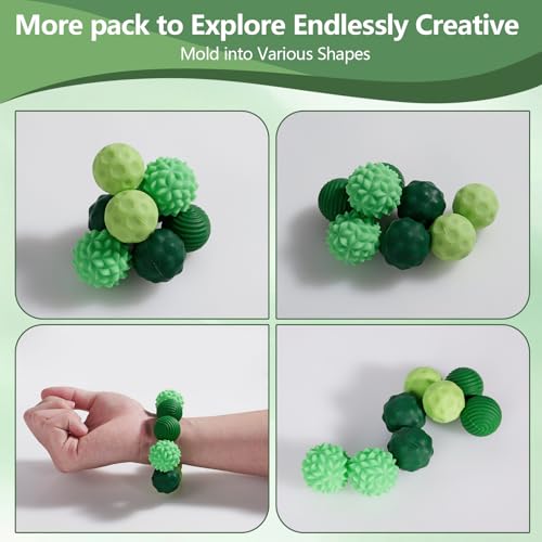 8 Pack Magnetic Balls Fidget Toy with Textured Silicone Shell - Stress Relief Sensory Toy for Anxiety, ADHD, Autism - Silent Desk Toy for Adults and Teens (Green)