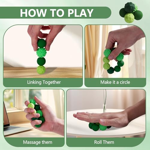 8 Pack Magnetic Balls Fidget Toy with Textured Silicone Shell - Stress Relief Sensory Toy for Anxiety, ADHD, Autism - Silent Desk Toy for Adults and Teens (Green)
