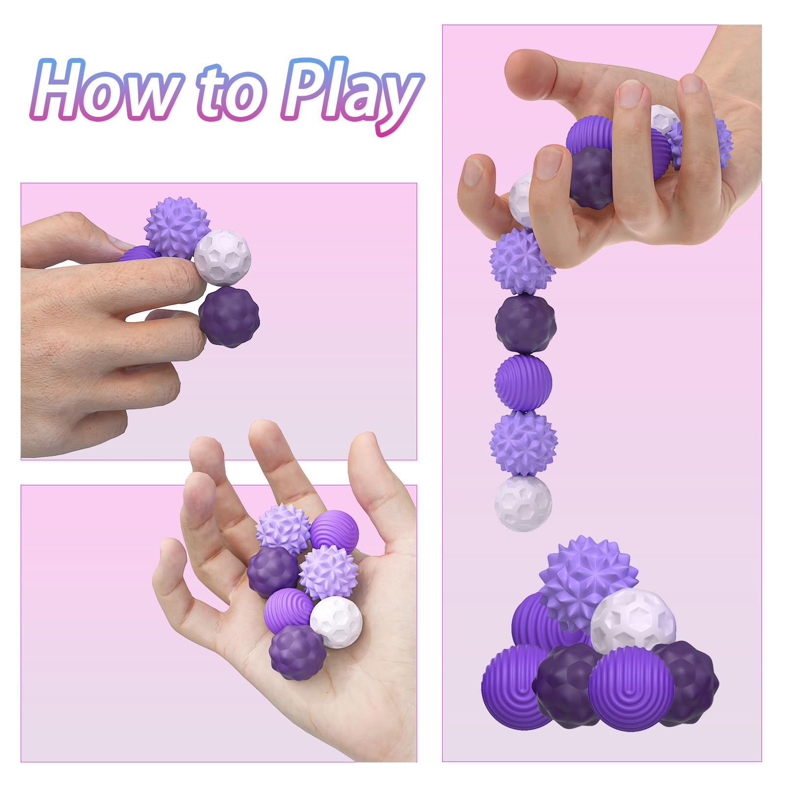 8 Pack Magnetic Fidget Balls Set - 2 Sizes, 4 Textures, Silicone Stress Relief Toys for Adults & Teens (Large 1.1 in, Small 0.8 in)
