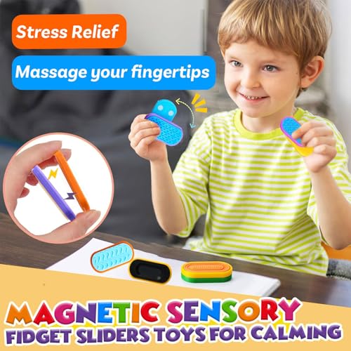 8-Pack Magnetic Pill Sliders – 4 Sets of Textured Fidget Toys for Adults & Kids (Glow-in-the-Dark)