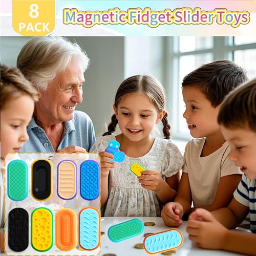 8-Pack Magnetic Pill Sliders – 4 Sets of Textured Fidget Toys for Adults & Kids (Glow-in-the-Dark)