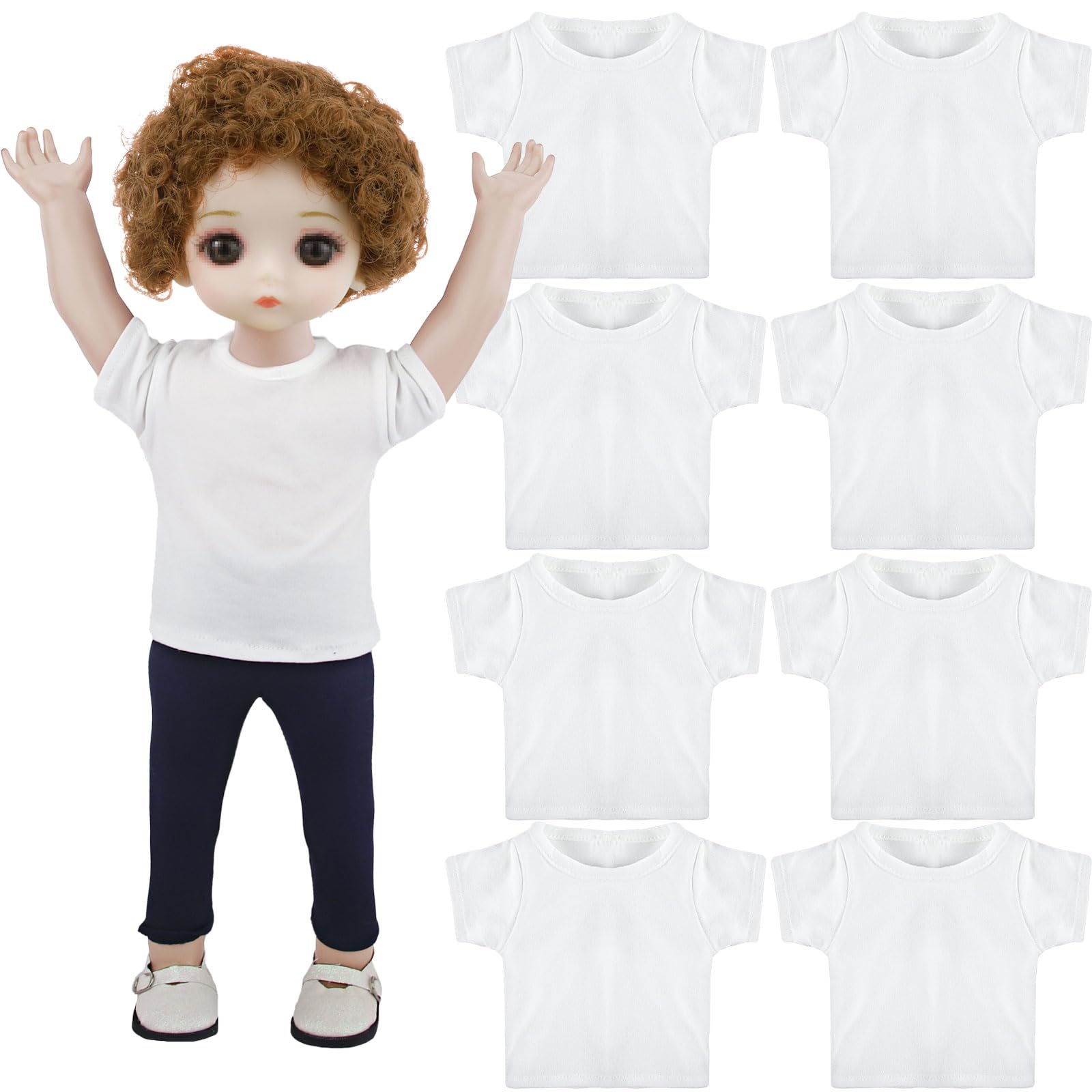 8 Pack Plain White Doll T-Shirts for 18 Inch Boy Dolls – Sublimation Blank Tees for DIY Crafting