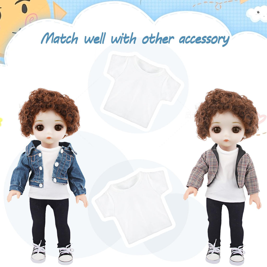 8 Pack Plain White Doll T-Shirts for 18 Inch Boy Dolls – Sublimation Blank Tees for DIY Crafting
