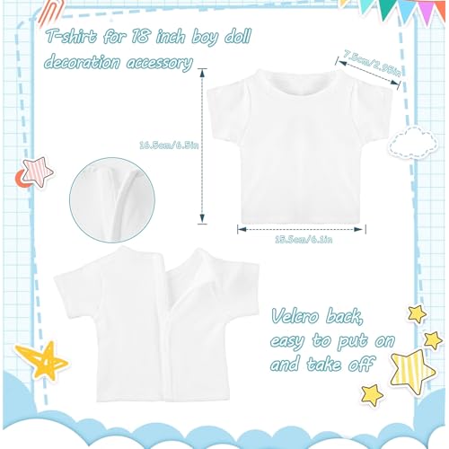 8 Pack Plain White Doll T-Shirts for 18 Inch Boy Dolls – Sublimation Blank Tees for DIY Crafting