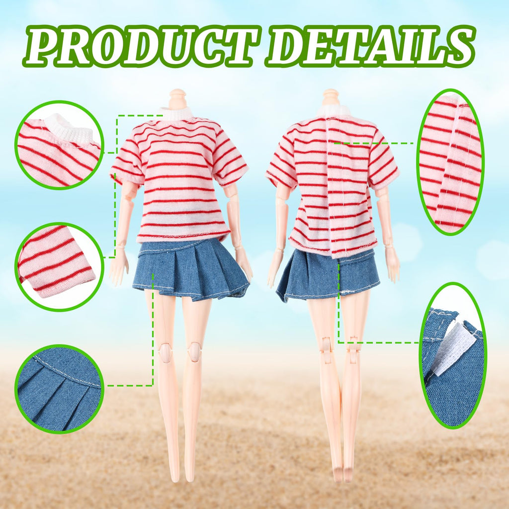 8-Piece Doll Clothes Set for 11.5 Inch Dolls – Casual Tops and Denim Pants by Bencailor