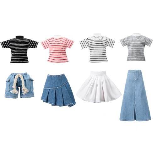 8-Piece Doll Clothes Set for 11.5 Inch Dolls – Casual Tops and Denim Pants by Bencailor