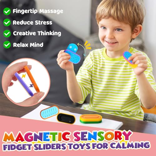 8-Piece Magnetic Fidget Slider Set with Glow-in-the-Dark for Stress Relief - EXQDYNM