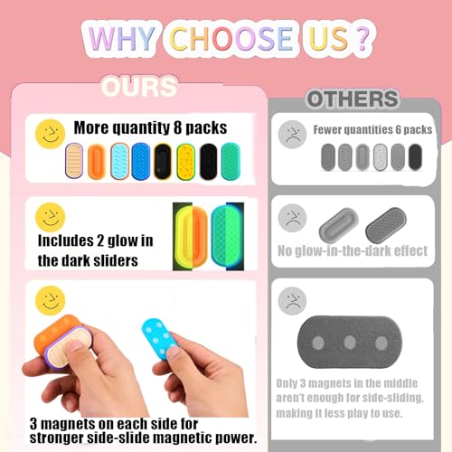 8-Piece Magnetic Fidget Slider Set with Glow-in-the-Dark for Stress Relief - EXQDYNM
