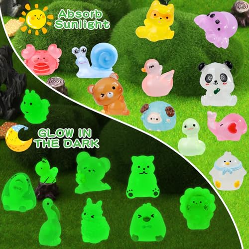 80 Luminous Mini Resin Animals – Unique Glow in the Dark Figurines for Fairy Gardens, Dollhouses & Party Favors
