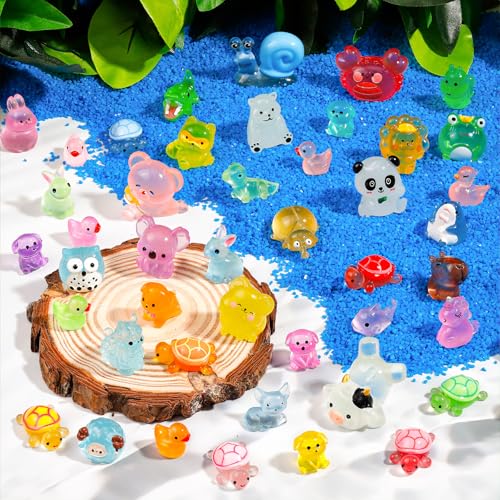 80 Luminous Mini Resin Animals – Unique Glow in the Dark Figurines for Fairy Gardens, Dollhouses & Party Favors