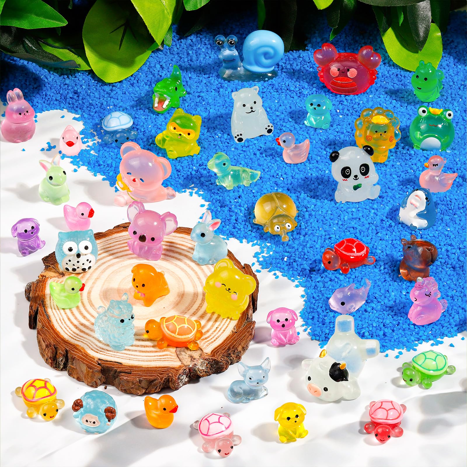 80 Luminous Mini Resin Animals – Unique Glow in the Dark Figurines for Fairy Gardens, Dollhouses & Party Favors