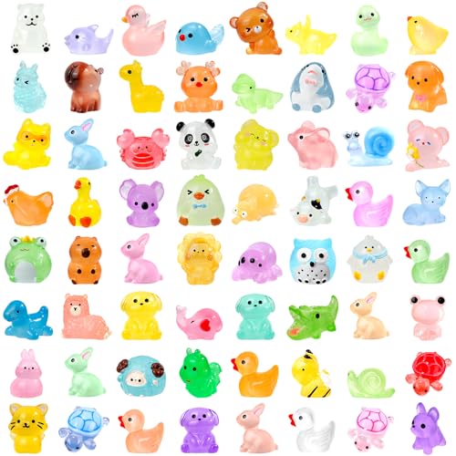 80 Luminous Mini Resin Animals – Unique Glow in the Dark Figurines for Fairy Gardens, Dollhouses & Party Favors